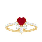 Rosec Jewels-Natural 0.6 Carat Ruby Heart Promise Ring with Diamond for Women