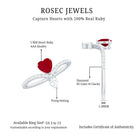 Natural 0.6 Carat Ruby Heart Promise Ring with Diamond Chevron Shank AAA - Rosec Jewels