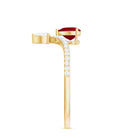 Natural 0.6 Carat Ruby Heart Promise Ring with Diamond Chevron Shank AAA - Rosec Jewels