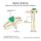 Rosec Jewels-Real Emerald and Diamond Heart Wedding Ring Set with Certificate