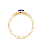 Rosec Jewels-Pear Cut Solitaire Blue Sapphire Split Shank Ring with Diamond