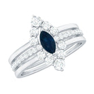 Rosec Jewels-Natural Marquise Cut Blue Sapphire and Diamond Three Piece Stackable Ring Set