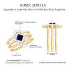 Rosec Jewels-1.5 CT Princess Cut Blue Sapphire Bridal Ring Set with Moissanite Halo