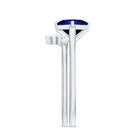 Certified Lab Grown Blue Sapphire Princess Cut Engagement Ring Set with Diamond AAAA - Rosec Jewels