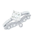 Brilliant Cut Moissanite Vintage Bridal Ring Set D-VS1 - Rosec Jewels