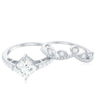 Brilliant Cut Moissanite Vintage Bridal Ring Set D-VS1 - Rosec Jewels