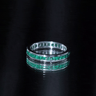 Channel Set Princess Cut Emerald Eternity Band Ring AAA - Rosec Jewels