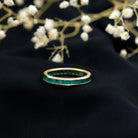 Channel Set Princess Cut Emerald Eternity Band Ring AAA - Rosec Jewels