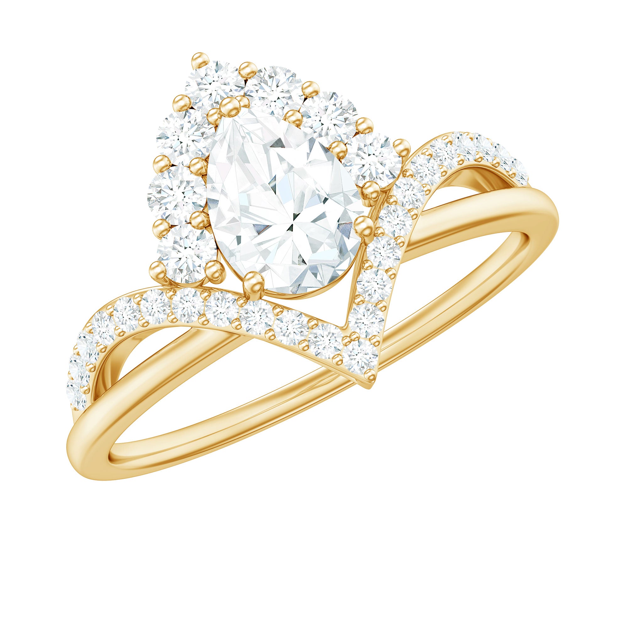 Pear Shaped Moissanite Designer Engagement Ring For Women