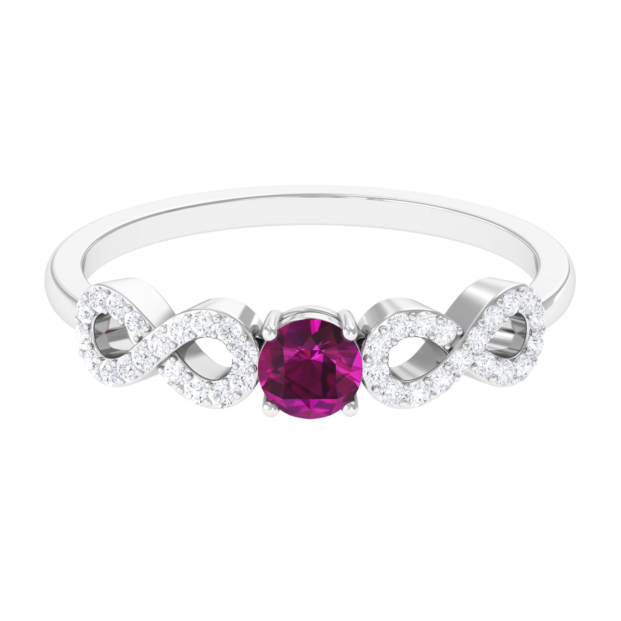 0.50 CT Solitaire Rhodolite Infinity Ring with Diamond Rhodolite - ( AAA ) - Quality - Rosec Jewels