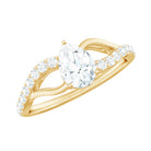 Certified Pear Cut Moissanite Split Shank Engagement Ring D-VS1 - Rosec Jewels