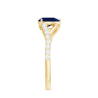 Rosec Jewels-Genuine 0.5 Carat Pear Shaped Blue Sapphire Split Shank Engagement Ring with Certificate