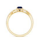 Rosec Jewels-Genuine 0.5 Carat Pear Shaped Blue Sapphire Split Shank Engagement Ring with Certificate