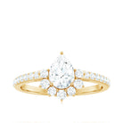 Moissanite Teardrop Engagement Ring with Half Halo D-VS1 - Rosec Jewels