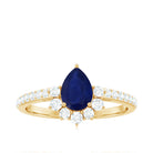 0.5 Carat Pear Shaped Blue Sapphire and Diamond Half Halo Engagement Ring AAA - Rosec Jewels