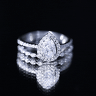 Rosec Jewels-1.75 CT Moissanite Teardrop Wedding Ring Set with Halo