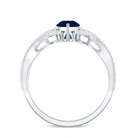 Real 0.5 Blue Sapphire Pear Shape Engagement Ring with Diamond Crossover AAA - Rosec Jewels