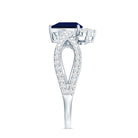 Real 0.5 Blue Sapphire Pear Shape Engagement Ring with Diamond Crossover AAA - Rosec Jewels