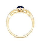 Real 0.5 Blue Sapphire Pear Shape Engagement Ring with Diamond Crossover AAA - Rosec Jewels