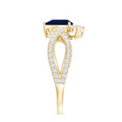 Real 0.5 Blue Sapphire Pear Shape Engagement Ring with Diamond Crossover AAA - Rosec Jewels