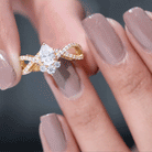 Designer Pear Shaped Moissanite Crossover Engagement Ring D-VS1 - Rosec Jewels