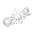 Designer Pear Shaped Moissanite Crossover Engagement Ring D-VS1 - Rosec Jewels