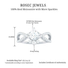 Designer Pear Shaped Moissanite Crossover Engagement Ring D-VS1 - Rosec Jewels