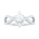 Designer Pear Shaped Moissanite Crossover Engagement Ring D-VS1 - Rosec Jewels