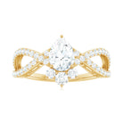 Designer Pear Shaped Moissanite Crossover Engagement Ring D-VS1 - Rosec Jewels