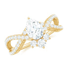 2 CT Pear Cut Cubic Zirconia Crossover Engagement Ring AAAA - Rosec Jewels