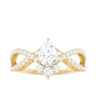 2 CT Pear Cut Cubic Zirconia Crossover Engagement Ring AAAA - Rosec Jewels