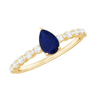Rosec Jewels-1 CT Minimal Blue Sapphire Solitaire Promise Ring with Diamond