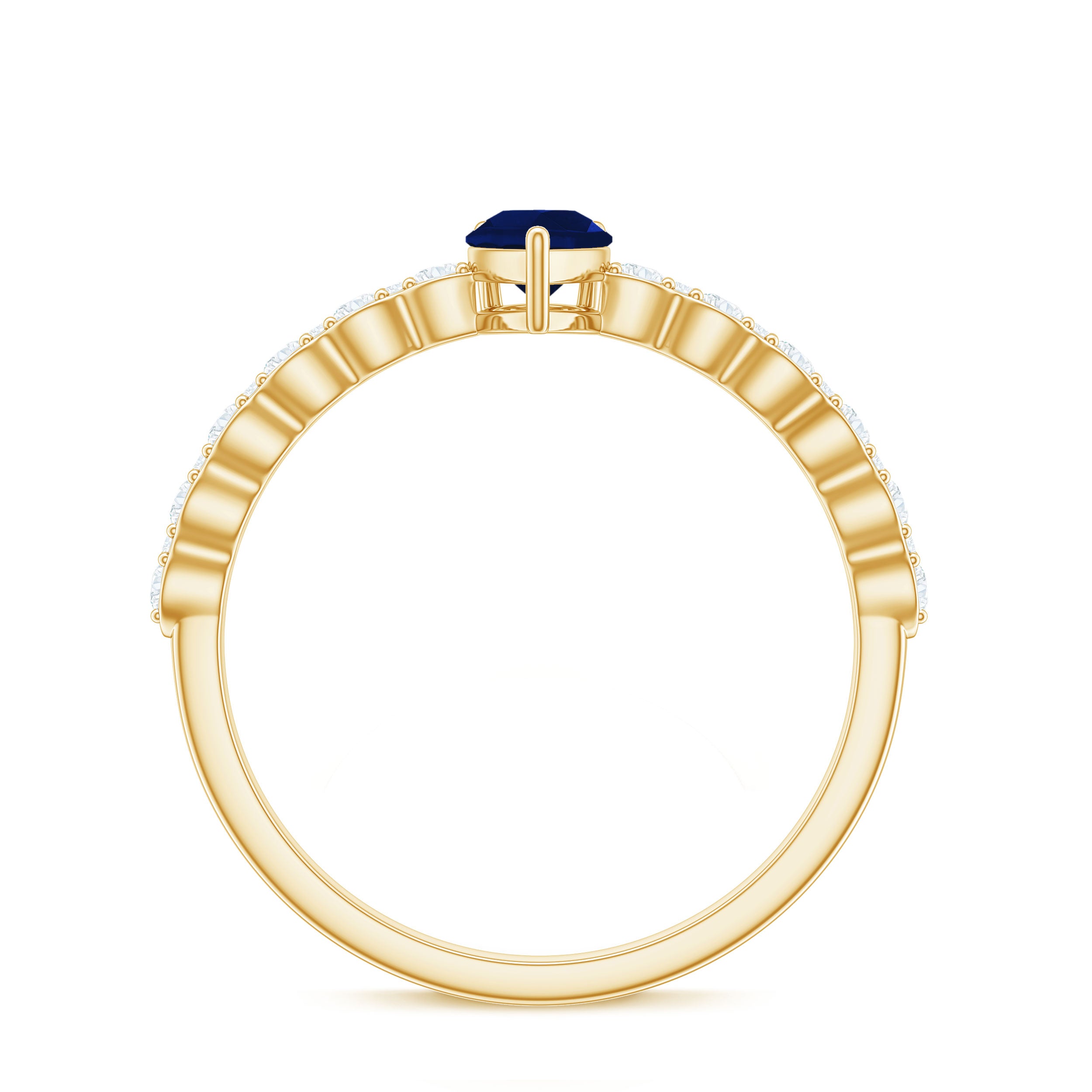 Rosec Jewels-1 CT Minimal Blue Sapphire Solitaire Promise Ring with Diamond