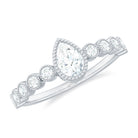 Beaded Bezel Set Moissanite Pear Engagement Ring D-VS1 - Rosec Jewels