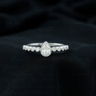 Beaded Bezel Set Moissanite Pear Engagement Ring D-VS1 - Rosec Jewels