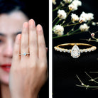 Beaded Bezel Set Moissanite Pear Engagement Ring D-VS1 - Rosec Jewels