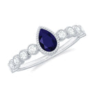 Rosec Jewels-Pear Cut 0.5 Carat Blue Sapphire Engagement Ring with Diamonds