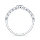 Rosec Jewels-Pear Cut 0.5 Carat Blue Sapphire Engagement Ring with Diamonds