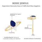 Certified 0.5 Carat Pear Shaped Blue Sapphire Crown Engagement Ring with Diamond AAA - Rosec Jewels