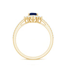 Certified 0.5 Carat Pear Shaped Blue Sapphire Crown Engagement Ring with Diamond AAA - Rosec Jewels