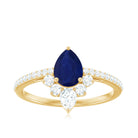 Certified 0.5 Carat Pear Shaped Blue Sapphire Crown Engagement Ring with Diamond AAA - Rosec Jewels