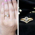 Rosec Jewels-Pear Cut Solitaire Moissanite Engagement Ring with Enhancer