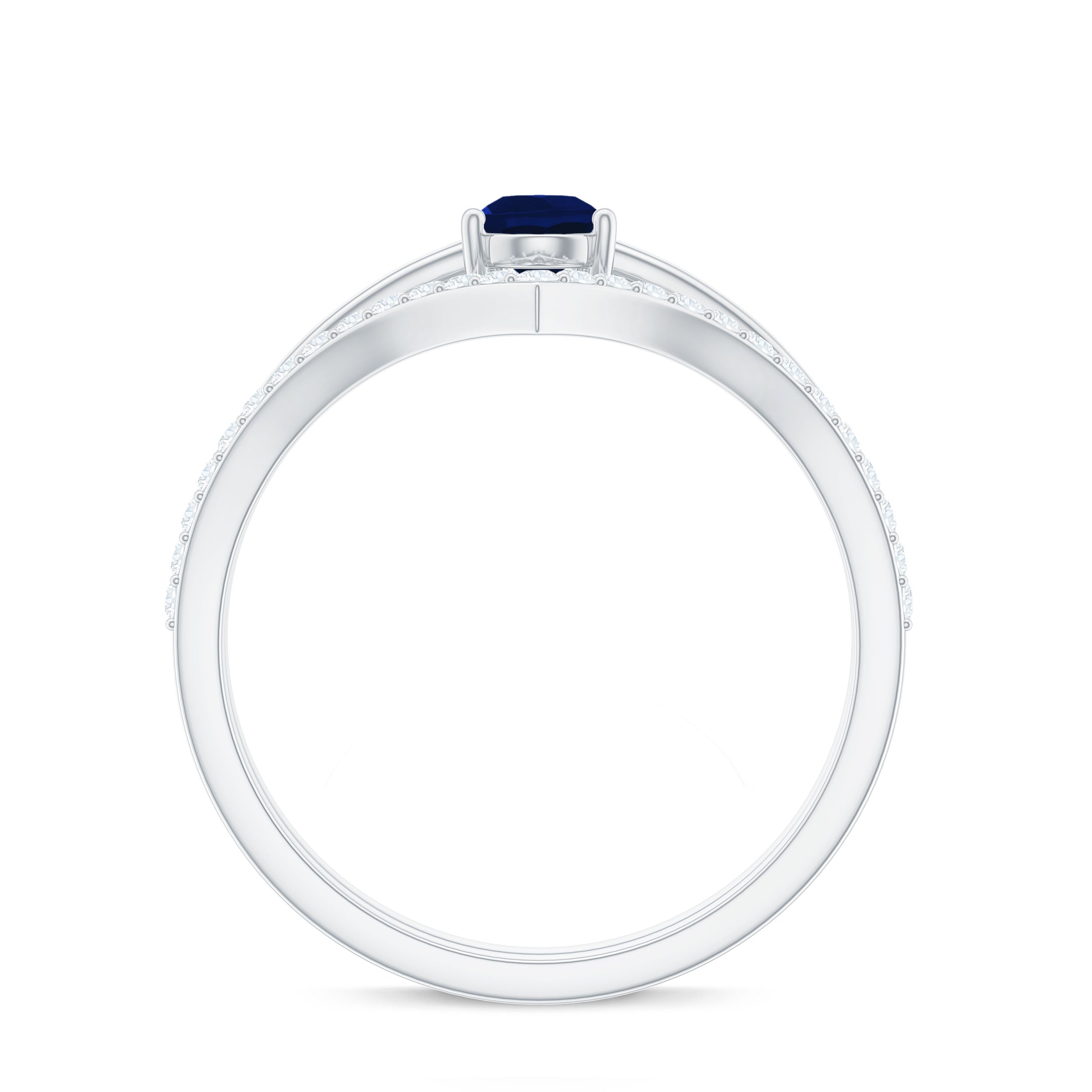 Rosec Jewels-1 CT Pear Cut Blue Sapphire Solitaire Ring Set with Diamond Enhancer Band