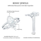 Pear Cut Moissanite Halo Bridal Ring Set with Certificate D-VS1 - Rosec Jewels