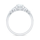 Pear Cut Moissanite Halo Bridal Ring Set with Certificate D-VS1 - Rosec Jewels