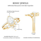 Pear Cut Moissanite Halo Bridal Ring Set with Certificate D-VS1 - Rosec Jewels
