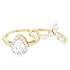 Pear Cut Moissanite Halo Bridal Ring Set with Certificate D-VS1 - Rosec Jewels