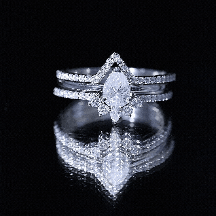Brilliant Cut Moissanite Trio Wedding Ring Set For Women D-VS1 - Rosec Jewels