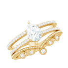 Pear Moissanite Double Band Engagement Ring with Enhancer D-VS1 - Rosec Jewels