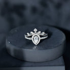 Rosec Jewels-Vintage Style Moissanite Teardrop Wedding Ring Set